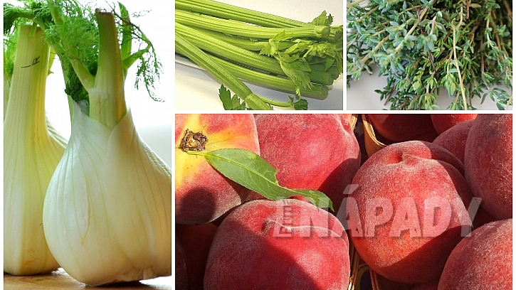 Základními surovinami pikantního čatní jsou broskve, fenykl, řapíkatý celer a tymián