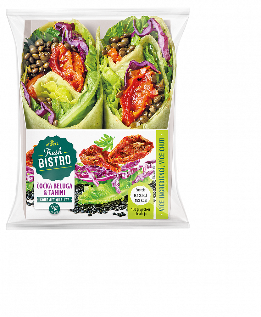 Wrap s čočkou Beluha a Tahini