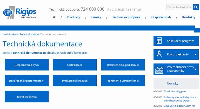 Rigips spustil nové internetové stránky