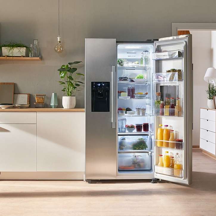 Side by Side chladnička Gorenje NRS9183MB nabízí nejen dostatek místa s celkovým objemem 516 l, ale i technologii Total NoFrost s automatickým odmrazováním.