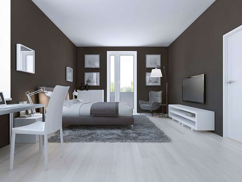 Marmoleum v moderní ložnici