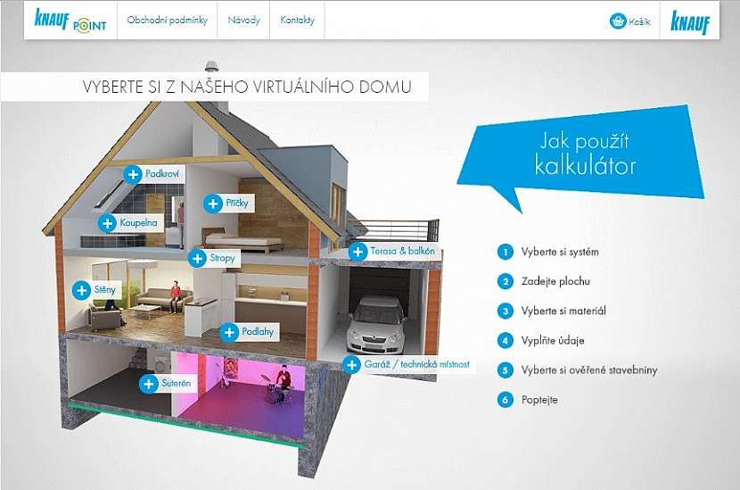 Knauf Point vám spočítá množství materiálu i cenu a ukáže pracovní postup krok za krokem