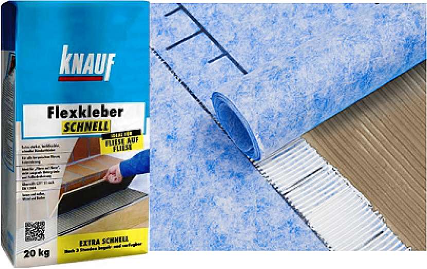 Aplikací hydroizolační tkaniny Knauf Hydroflex a lepidla Knauf Flexkleber Schnell zkrátíte významně čas realizace. Spárovat můžete již za 3 hodiny.