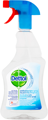 Zkrátit čas úklidu pomůže antibakteriální sprej Dettol, který ničí 99,9 % bakterií a virů a odstraňuje 90 % alergenů