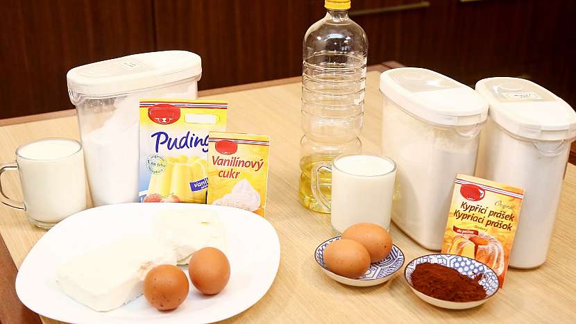 Panda řezy: suroviny na kakaovo-tvarohové řezy