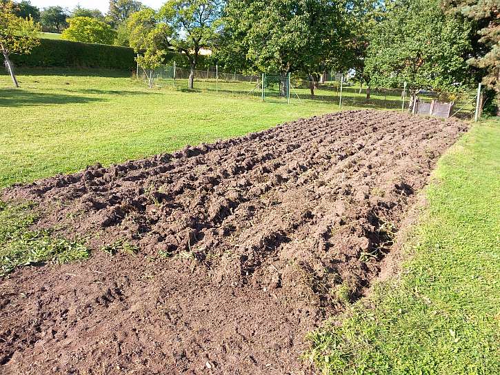 Odpočívající plocha po zpracování půdy na podzim, na organickém materiálu nikdy nešetřete