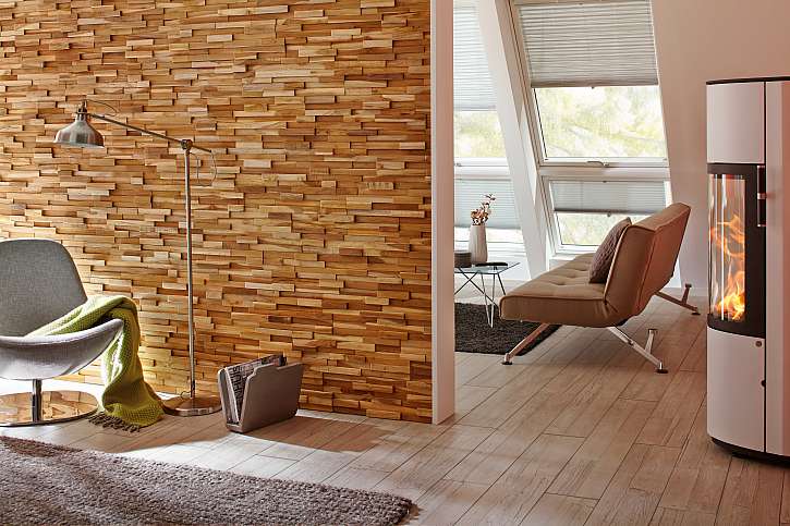 Obklad stěn dřevěným materiálem je nejjednodušší za použití dřevěných obkladových pásků