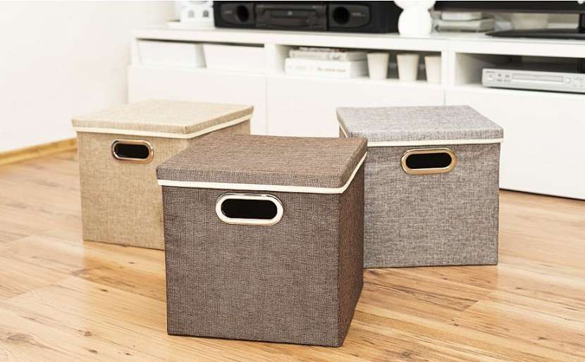 Úložný box s víkem hnědá - ASTOREO
