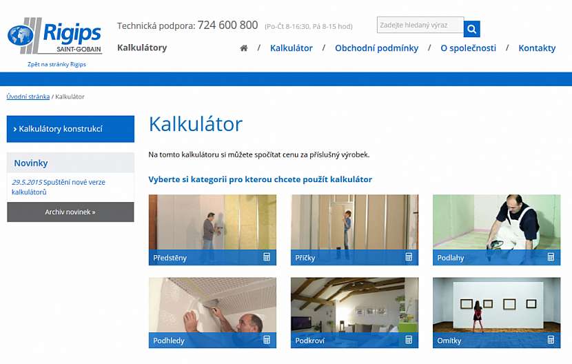 Rigips spustil nové internetové stránky