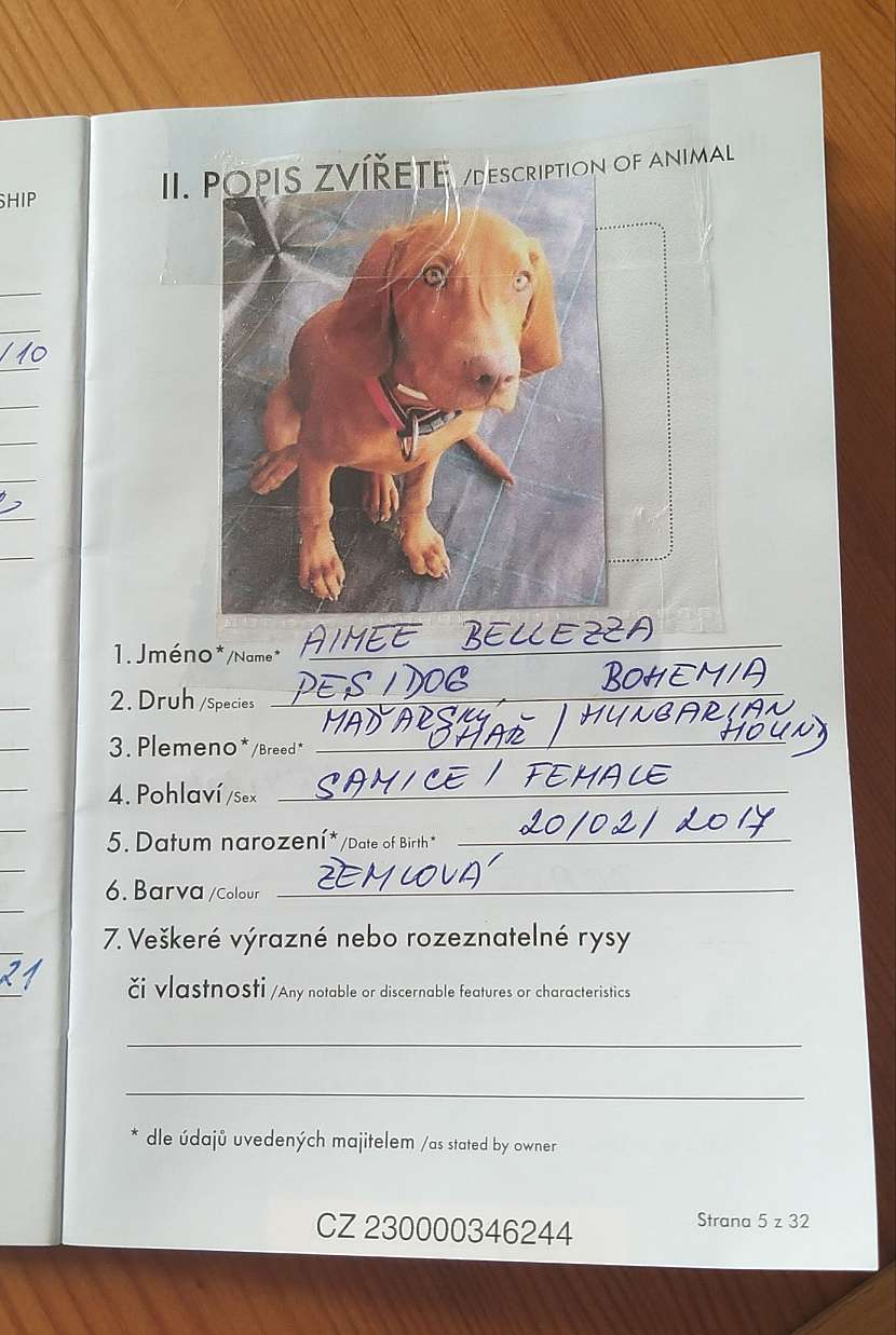 Popis a foto zvířete