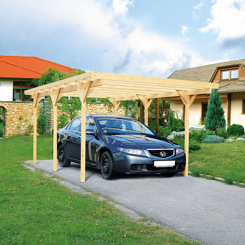 Dřevěný přístřešek pro auto aneb ochrana pro váš vůz nejen před nepřízní počasí (Zdroj: Hornbach)