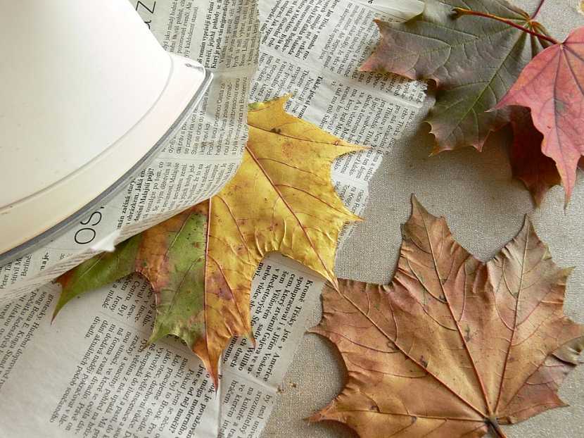 Podzimní ubrus s listím - barvení a zdobení