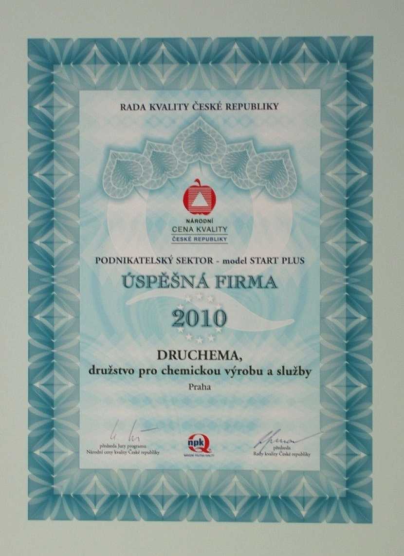 Druchema získala jednu z Národních cen kvality ČR
