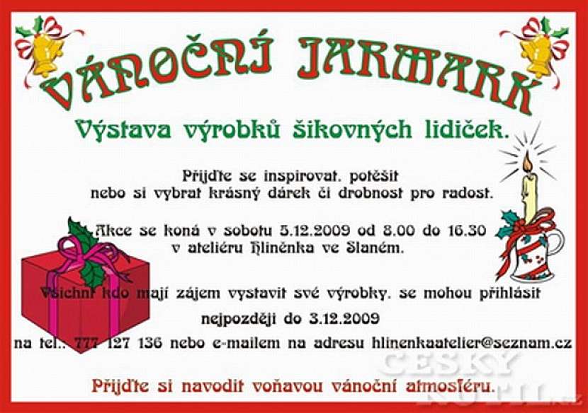 Pozvání na vánoční jarmark v Ateliéru Hliněnka