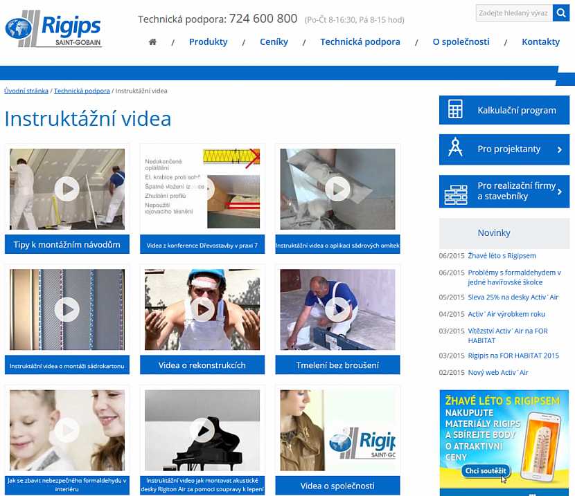 Rigips spustil nové internetové stránky