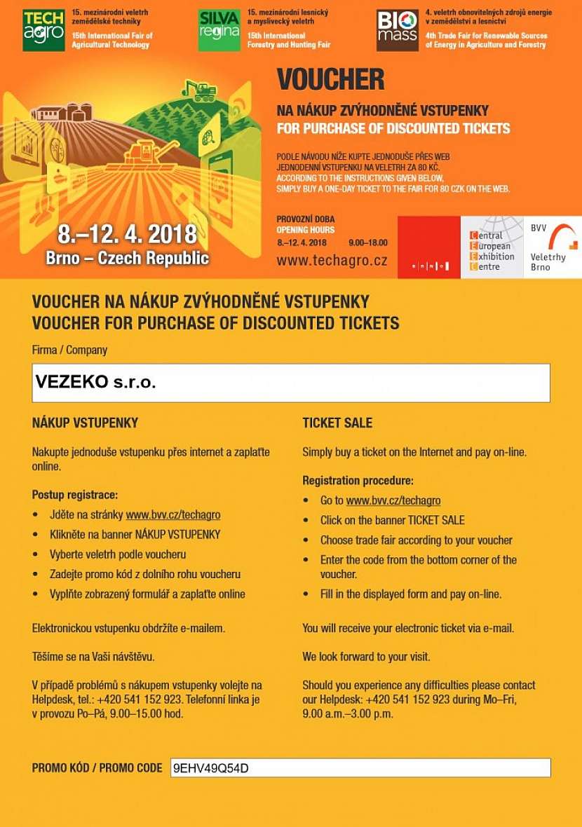 Vezeko vás zve na výstavu TECHAGRO 2018
