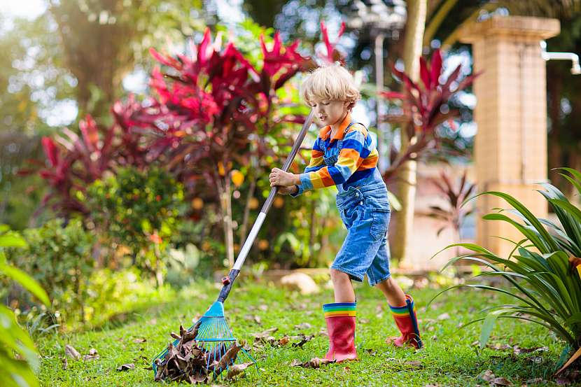 Když se do podzimního úklidu zahrady pustíte s chutí, půjde vám práce pěkně od ruky a rádi vám pomohou i malí zahradníci (Zdroj: Depositphotos (https://cz.depositphotos.com))