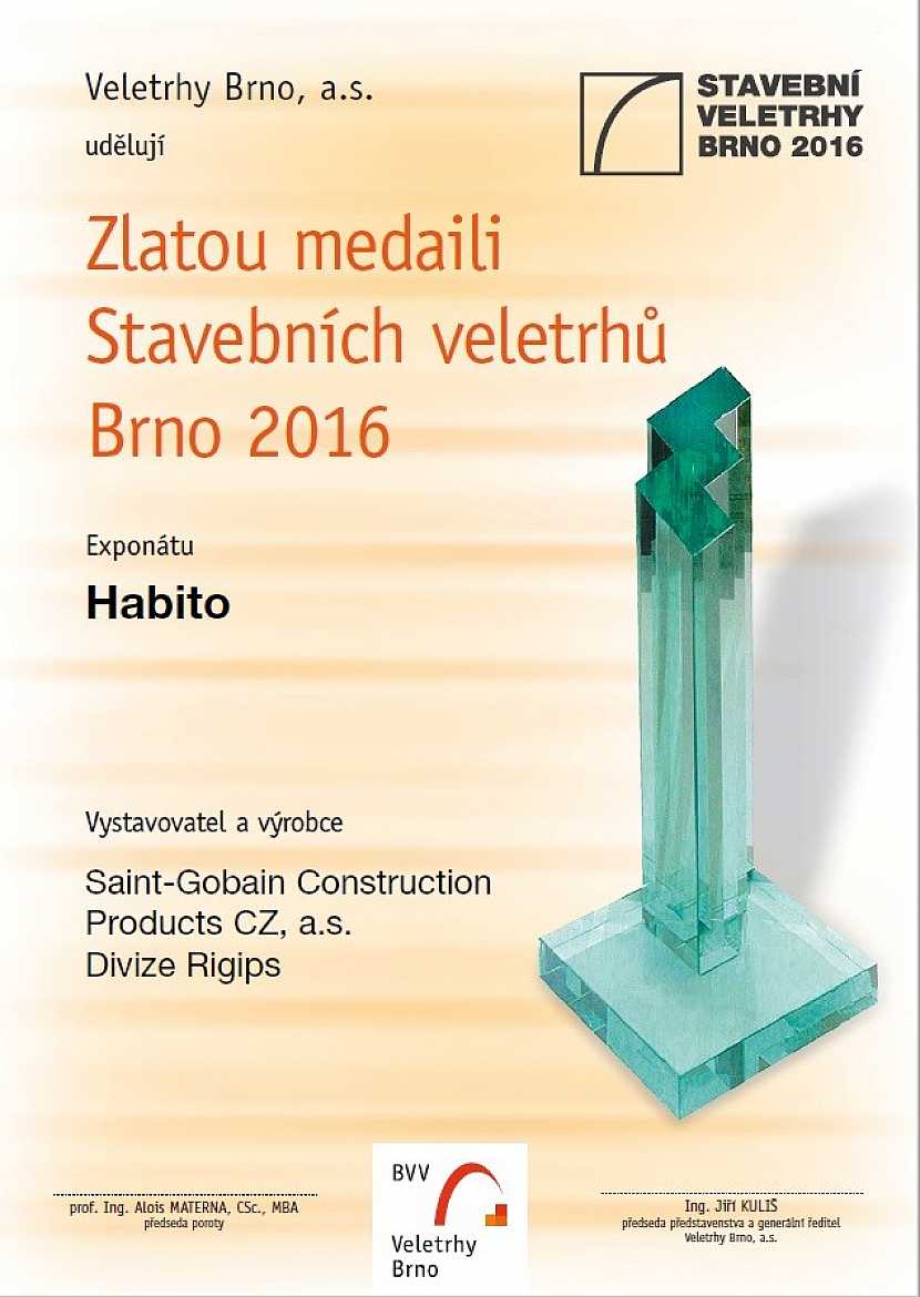 Habito od Rigips získala ocenění na Stavební veletrhu v Brně