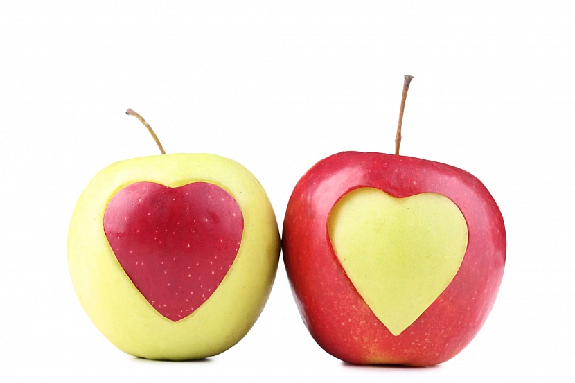 Jablka výřez ve tvaru srdce 