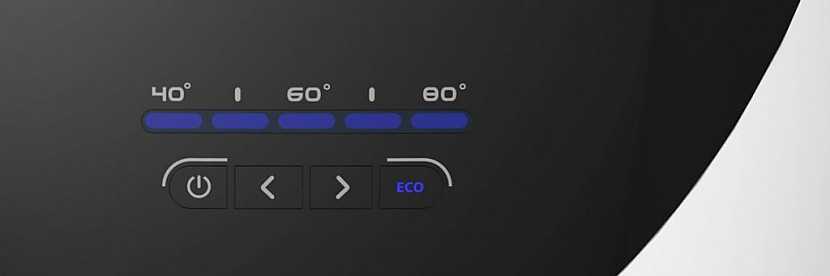 Elektronický displej je přehledný a snadno se ovládá. Ukazuje teplotu vody a signalizuje, zda výrobek pracuje v režimu ECO EVO.