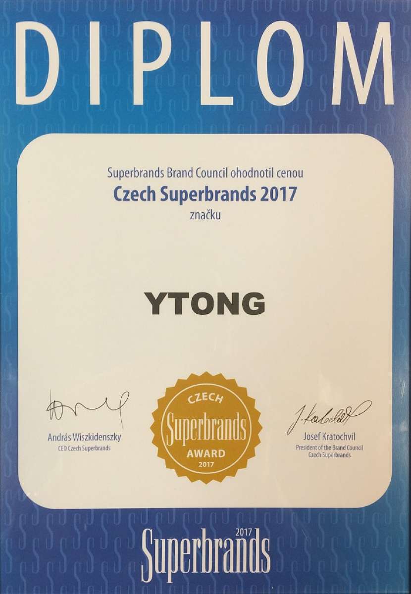 YTONG získal titul programu Superbrands 2017