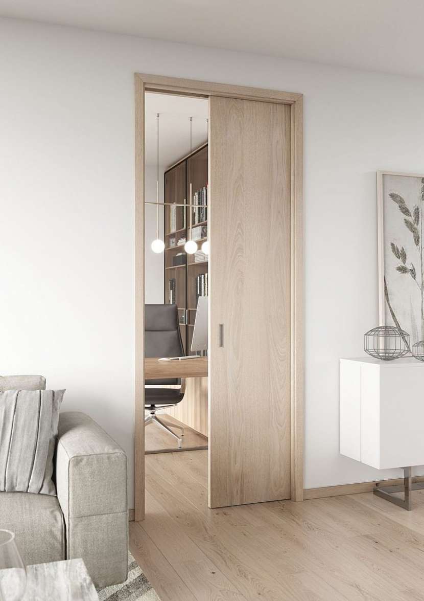 Dekor dveří lze snadno sladit se zbytkem interiéru například použitím stejné dýhy.