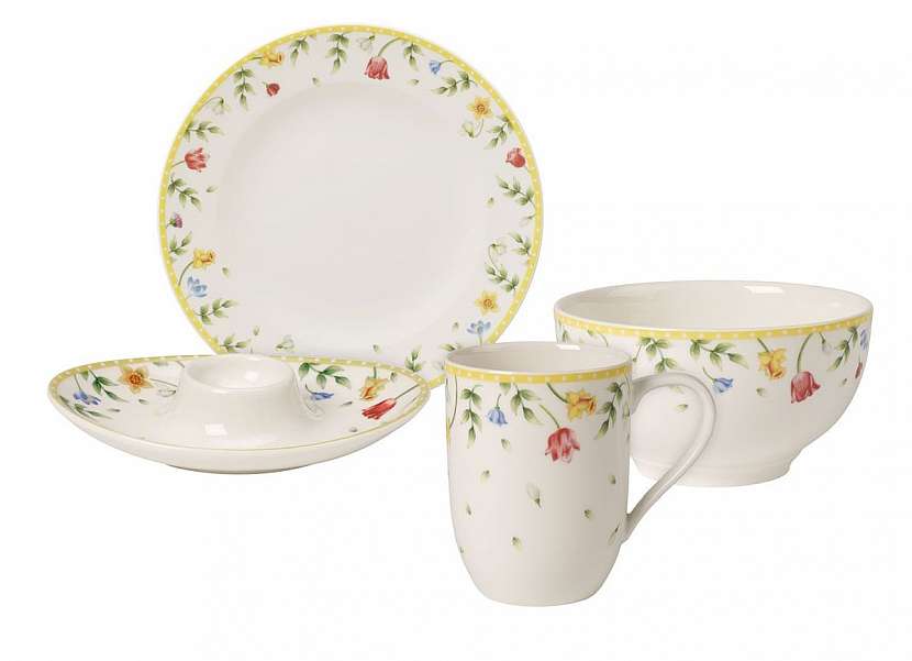 Všechny milovníky vydatných snídaní potěší jarní porcelánový set pro dva od značky Villeroy &amp; Boch z kolekce Spring Awakening. .