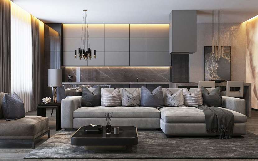 Tóny šedé příjemně zaplní minimalisticky laděný interiér.