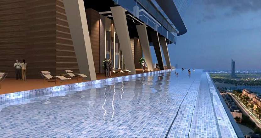 Nekonečný bazén více než 200 metrů nad zemí bude novou atrakcí Dubaje