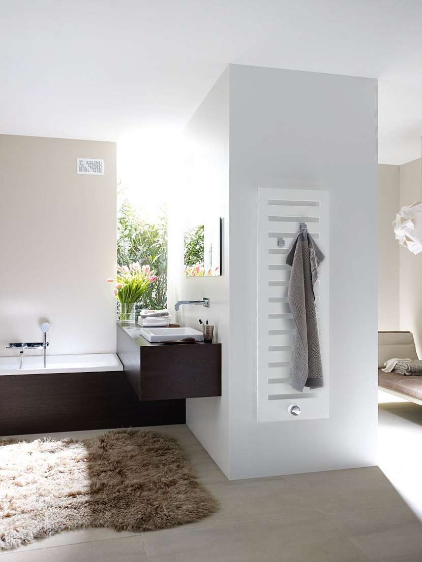 Radiátor jako designový a zároveň praktický prvek v koupelně.