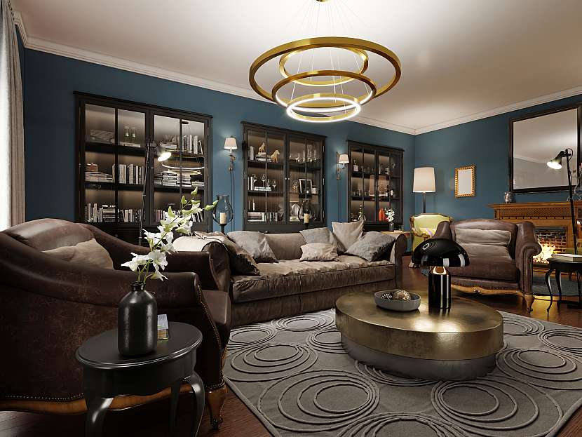 Tmavý nábytek v obývacím by měl být doplněn dekorativními kousky (Zdroj: Depositphotos (https://cz.depositphotos.com))