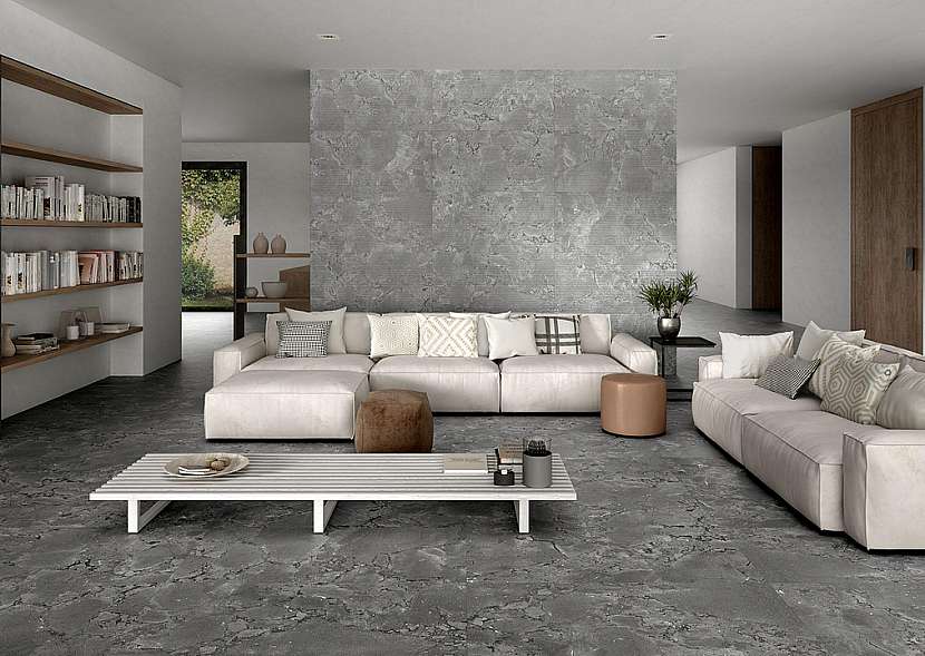 Styl Get Together kombinuje studené materiály, jako je beton, s měkkými a teplými materiály.