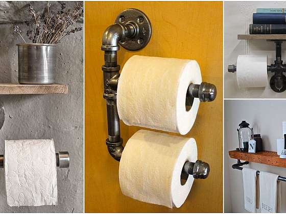 Toaletní papír zavěste třeba na držáky z vodovodních trubek (Zdroj: Pinterest.com)