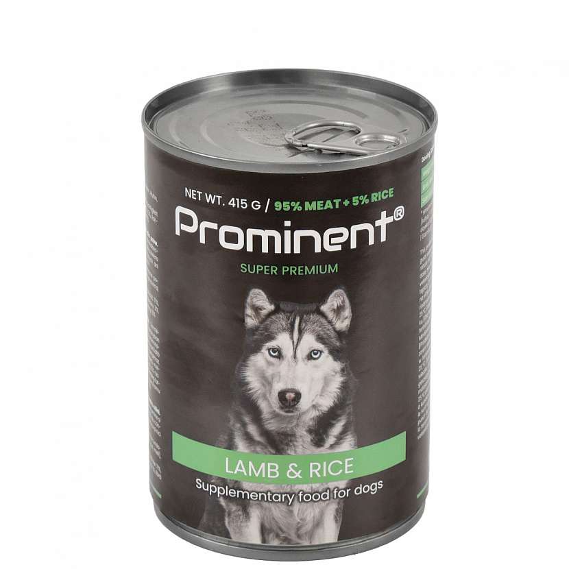 Konzerva Prominent DOG LAMB RICE je novinka značky Prominent. Super prémiové krmivo pro dospělé psy, konzervy jehněčí a rýže