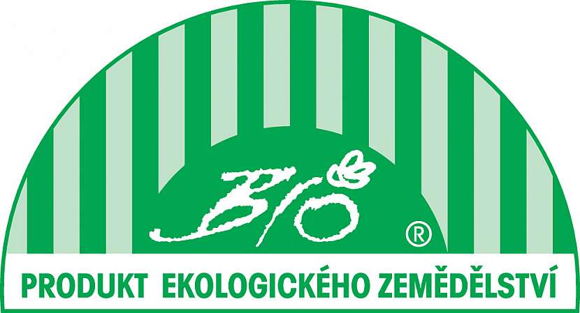 Logo biozebry s nápisem „Produkt ekologického zemědělství“ se využívá jako známka biopotravin