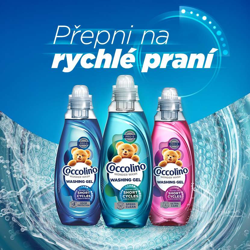 Novinkou na trhu je Coccolino Wonder Wash, řada pracích gelů určená přímo pro rychlé praní, kde stačí i malá dávka a účinek se dostaví