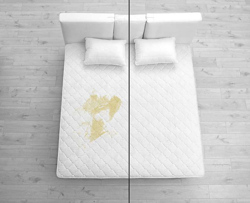 Rozdíl mezi špinavou a čistou matrací je znatelný