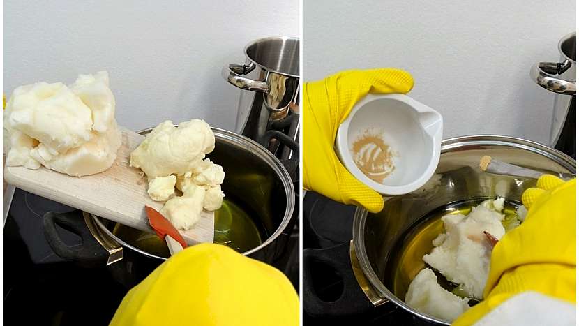 Recept na domácí bylinkové mýdlo: přidejte bambucké máslo, kokosový olej a drť