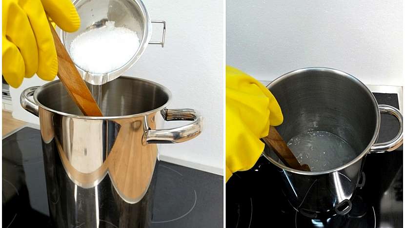 Recept na domácí bylinkové mýdlo: nejprve si připravte roztok destilované vody a louhu