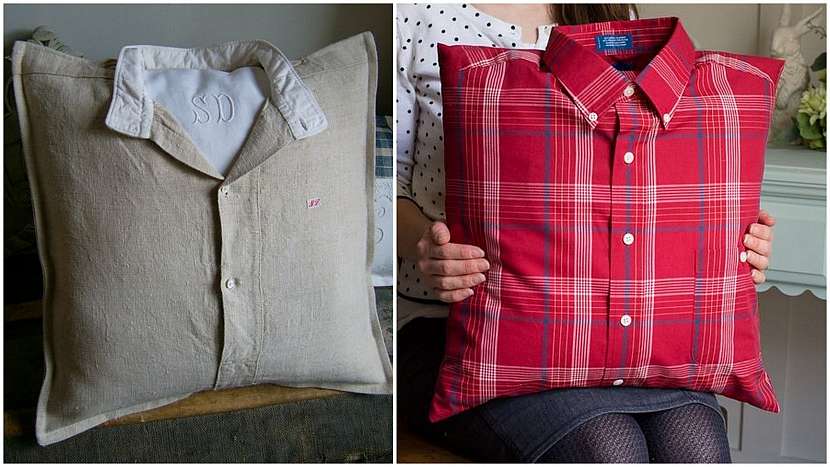 Stará pánská košile: polštáře obyčejné i nevšední