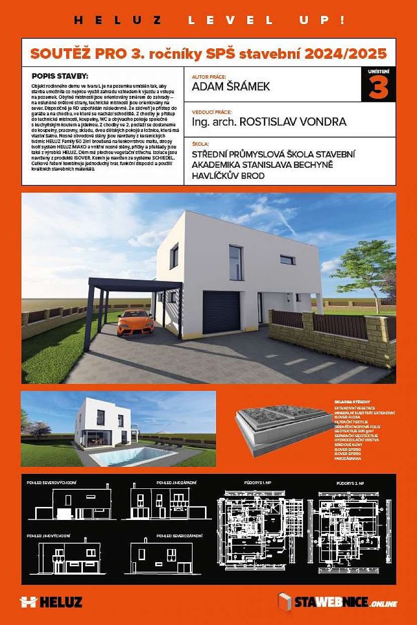 3. místo: Adam Šrámek, Střední průmyslová škola stavební akademika Stanislava Bechyně, Havlíčkův Brod