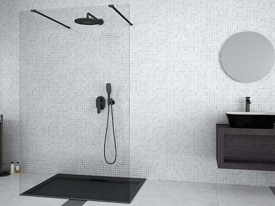 Bezdveřový sprchový kout walk-in splyne s interiérem koupelny