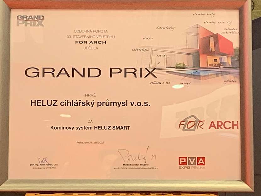 Ocenění GRAND PRIX udělila odborná porota na stavebním veletrhu FOR ARCH