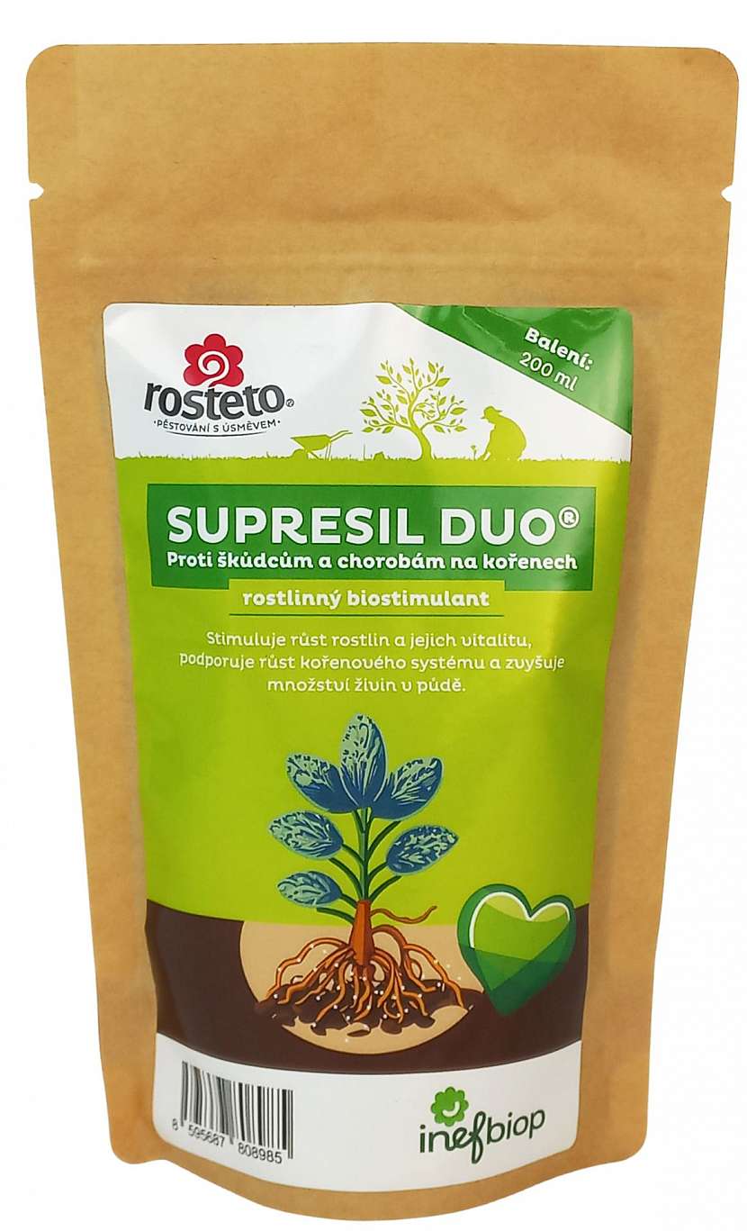 SUPRESIL DUO® je přírodní biostimulant pro rostliny, který obsahuje dva druhy užitečných mikroskopických hub. 