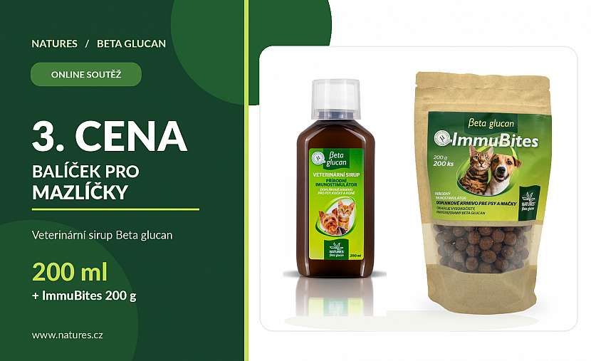 3. cena obsahuje veterinární sirup Beta glucan 200 ml
a pamlsky ImmuBites 200 g