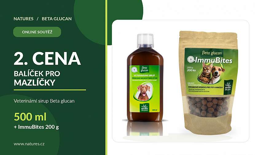 2. cena obsahuje veterinární sirup Beta glucan 500 ml
a pamlsky ImmuBites 200 g