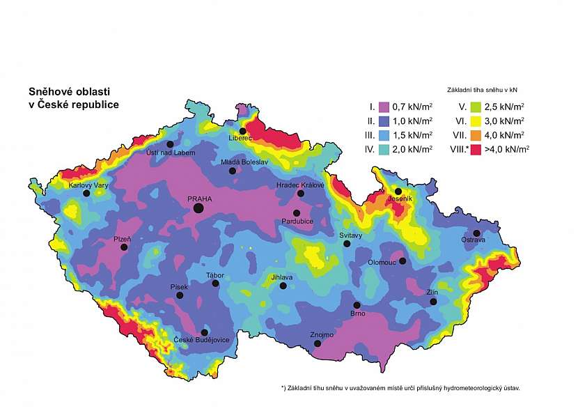 Sněhová mapa ČR