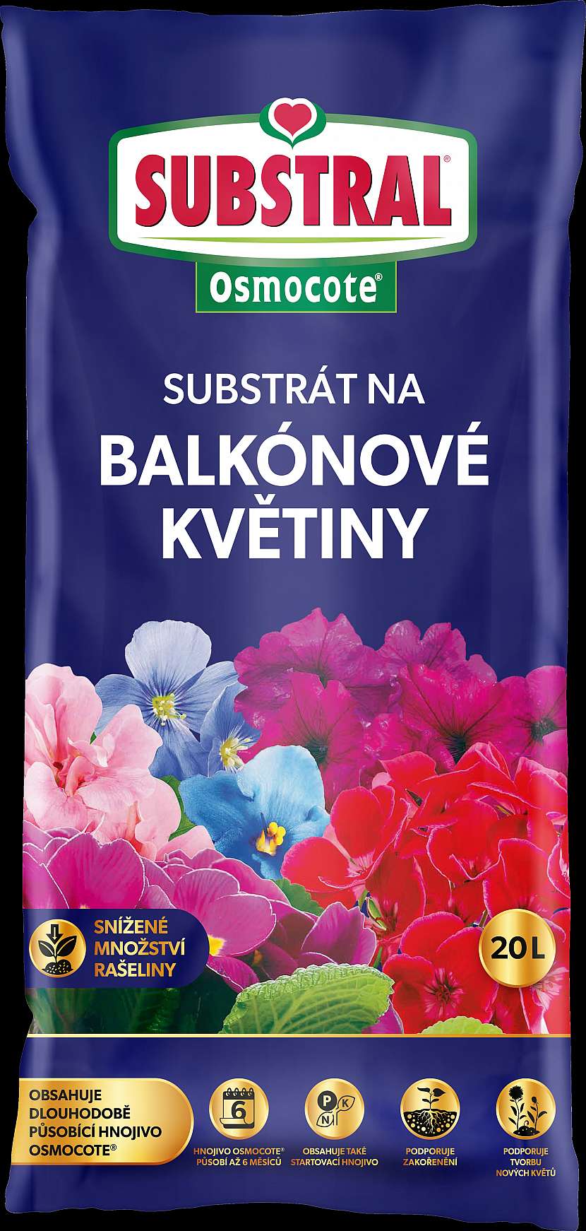Substral Substrát s hnojivem Osmocote pro balkonové květiny 20 l 