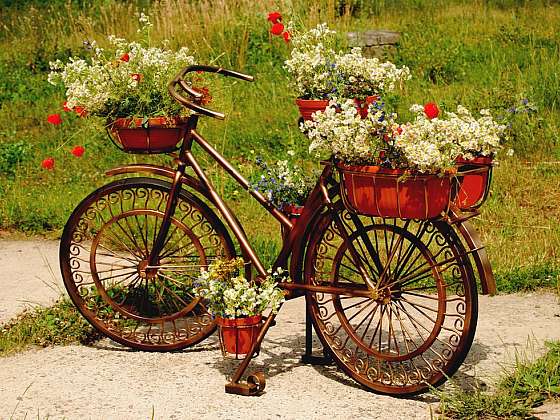 Nezvyklé spojení – bicykl a květiny