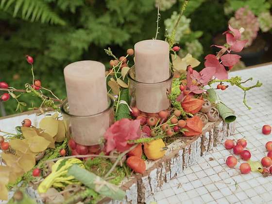 Podzimní dekorace a svícen v jednom